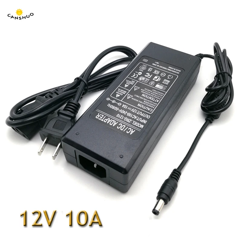 

CANSHUO Good Quality LED Power Supply Adapter DC12V 10A For Led Strip Lamp Lighting Led Power Driver Plug Options Transformer