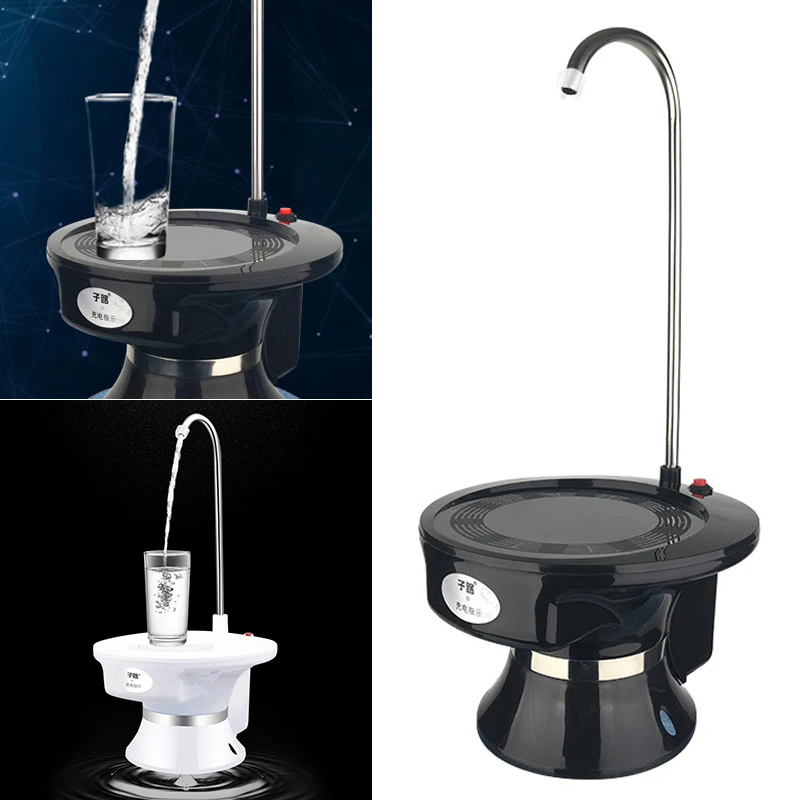 

New Single Button Barrels Desk Two Usage Increase Tray Wireless Rechargeable Electric Dispenser Water Pump with USB Cable
