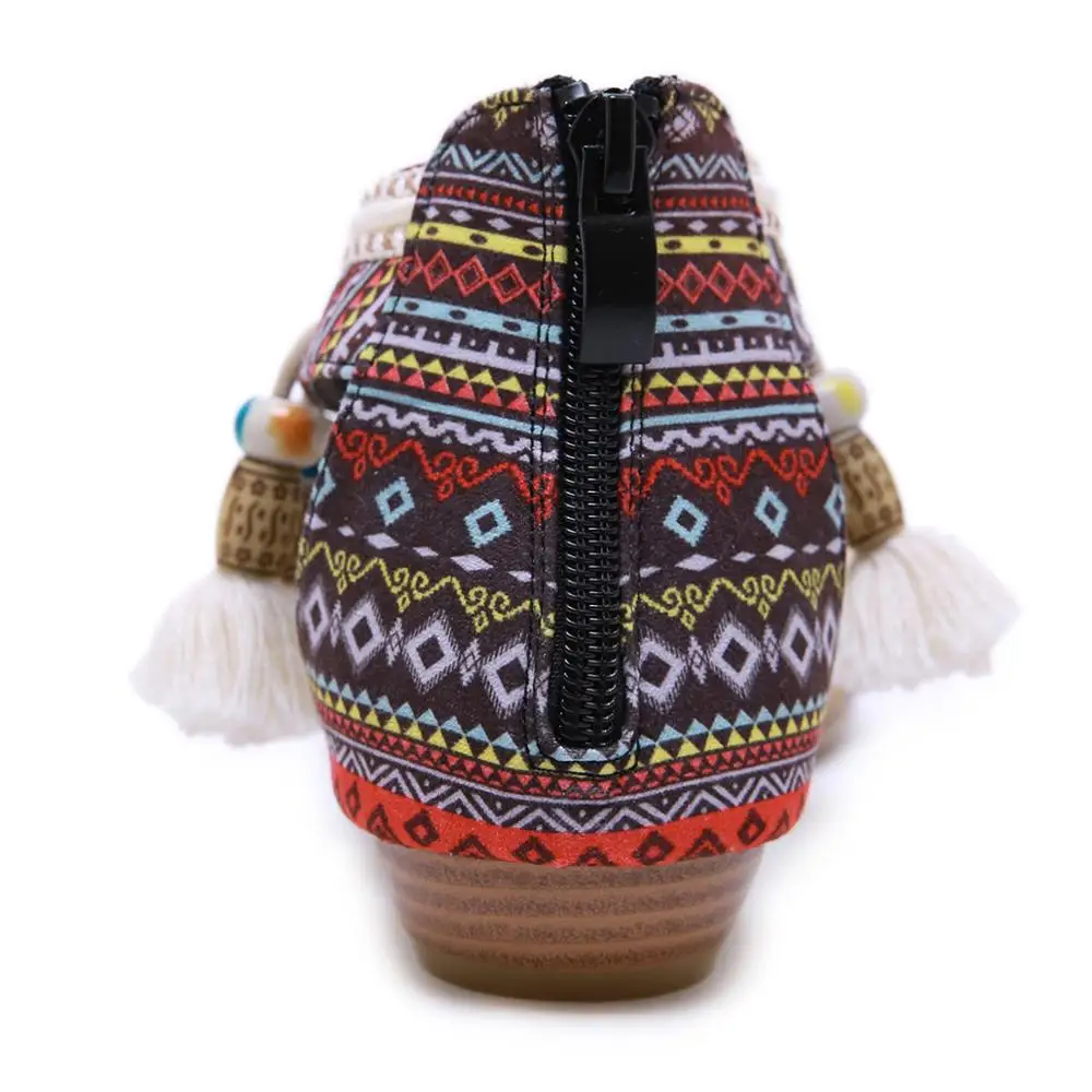 CEYANEAO/женские богемные сандалии бохо, Этнические сандалии с кисточками, кисточками и бусинами, повседневная обувь на плоской подошве размера плюс