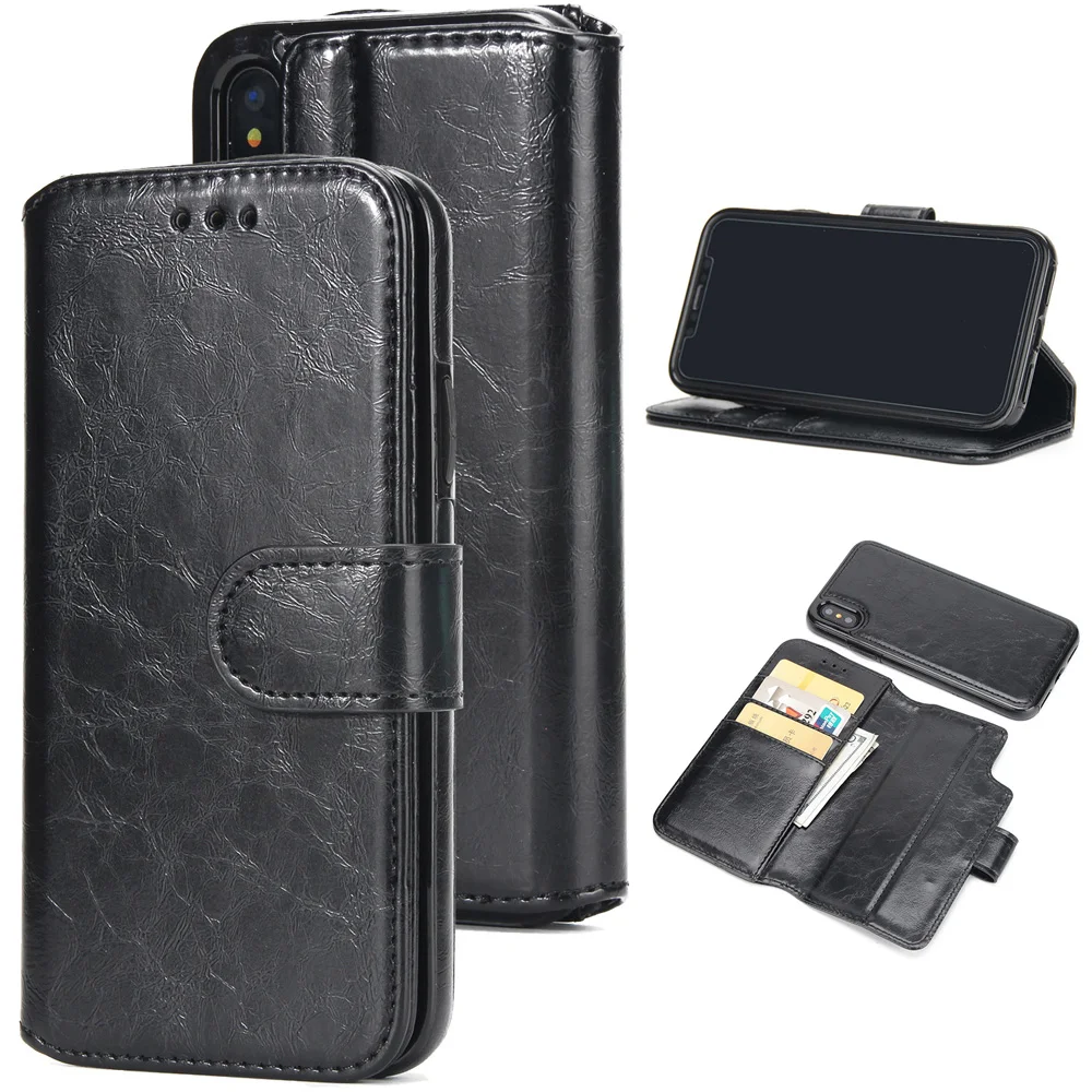 

new Crazy Horse pattern Case For iphone X plus 2-in-1 PU leather Card Slots Car protective mobile phone case cover For iphone X
