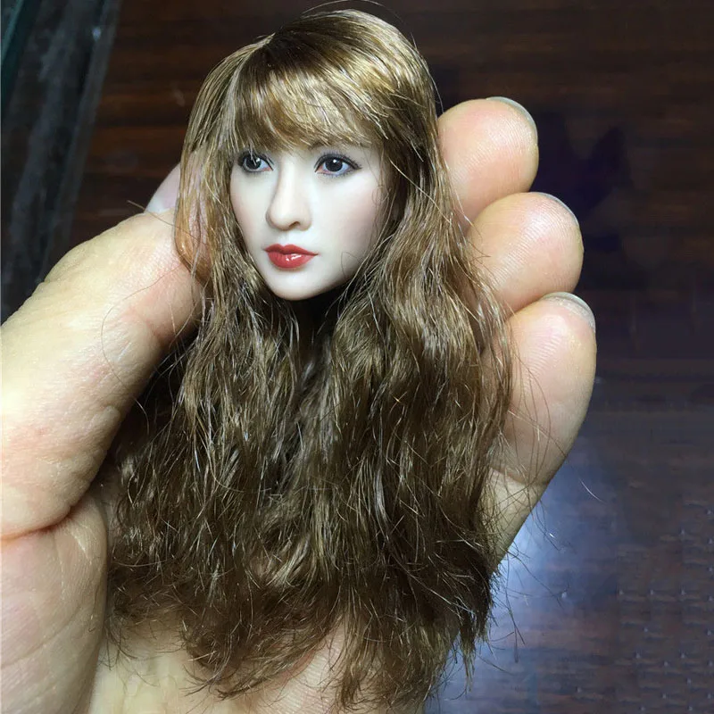 

1/6 Scale Female Head Sculpte Model Toys China Girl Long Hair Head Carving Model For 12" Female Action   Figure