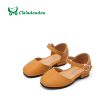 Claladoudou filles pu en cuir shoes petite fille vert pur mignon shoes princesse partie mariage en bas âge filles appartements jaune sandales