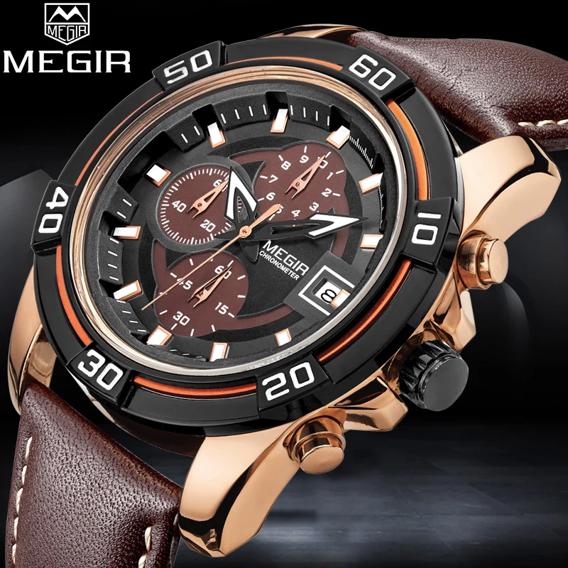 

2018 MEGIR Top Brand Men Quartz Watch Man Fashion Soprt Watches Male Military Waterproof Wristwatch Mens Clock Relogio Masculino