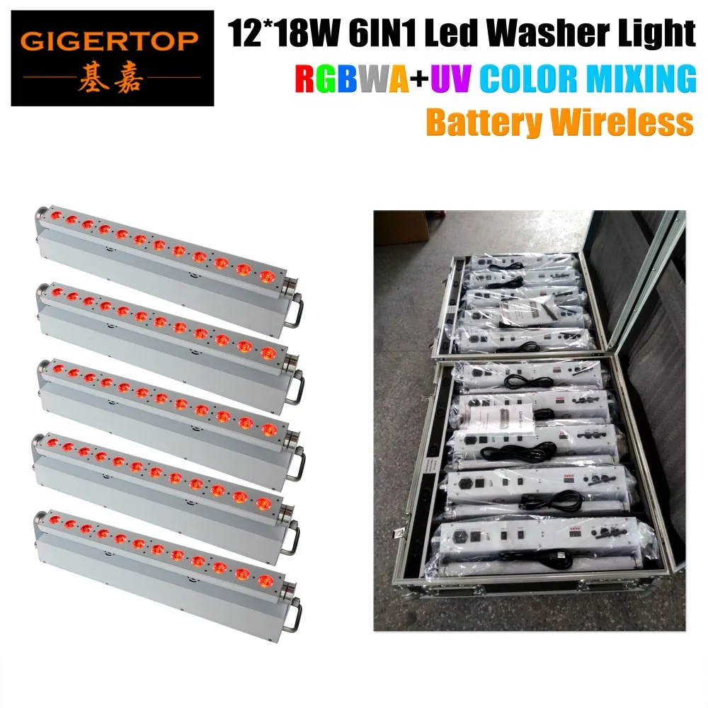 Cheap Custom Road Case 5in1 Aluminum Edge with 5XLOT 2.4G Wireless Battery Building Backdrop Led Wall Washer Light 12*18W RGBWAUV 6IN1