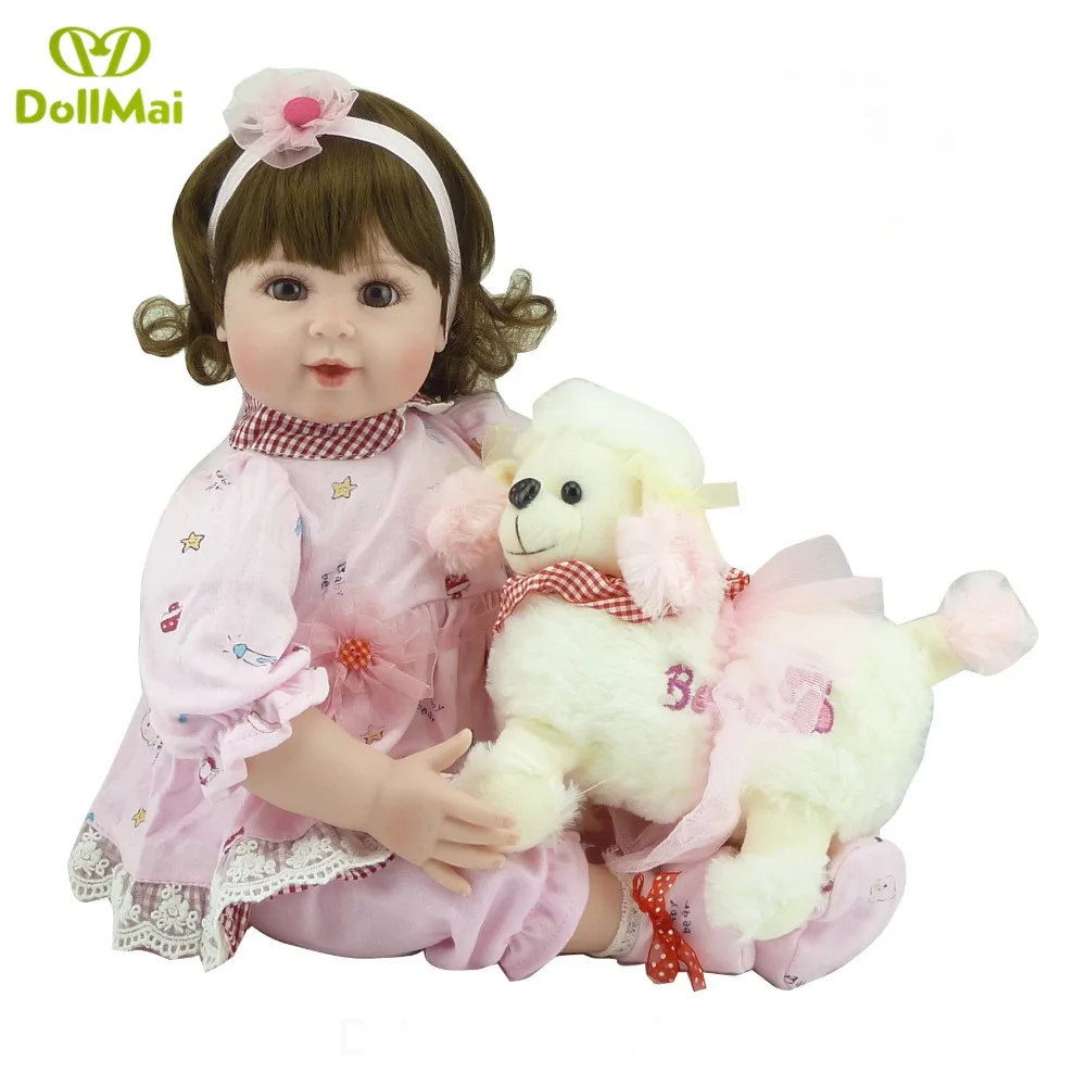 

Bebe dolls menina 20"50cm vinyl silicone reborn baby dolls with puppy plush dolls toys for children birthday gift poupee