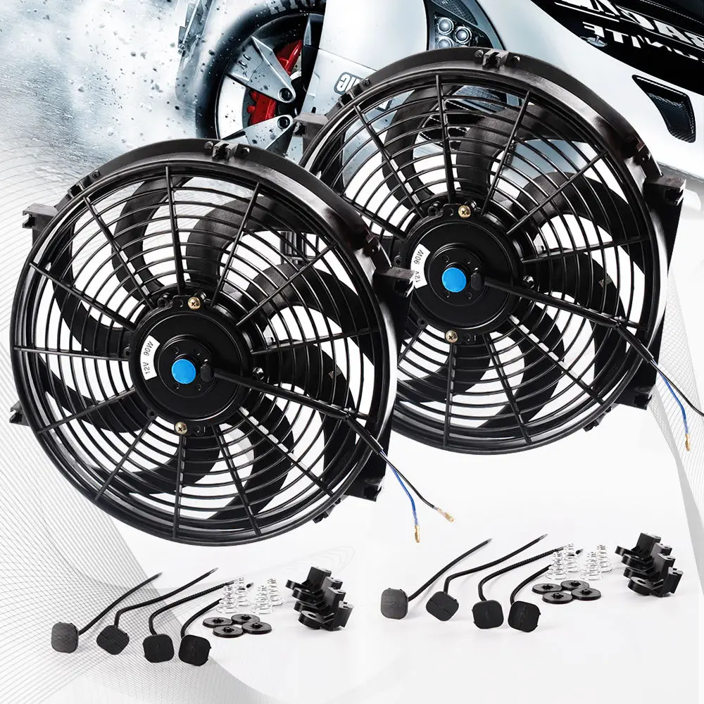2 x 14" Universal Slim Pull Push Racing Electric Radiator Engine