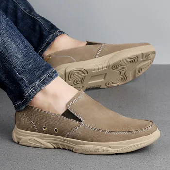 

Fashion 100% Genuine Leather Shoes Men Cow Leather Casual Shoes Male Outdoor High Quality Men Flats slip on Man Footwear w5