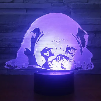 

Pug Seven Color 3d Night Light Usb Plug In Remote Control Color Change 3d Lamp New Special Idea Birthday Gift