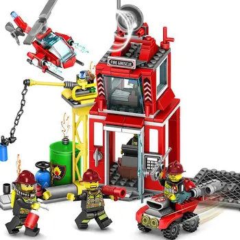 

Fire Station Model Blocks Compatible Legoings City Bricks Block ABS Plastic Educational Toys For Children
