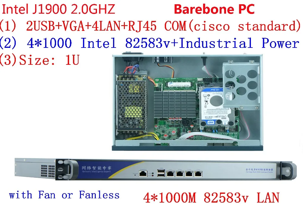 19'' Rack J1900 Quad core 4 giga ethernet Firewall Network