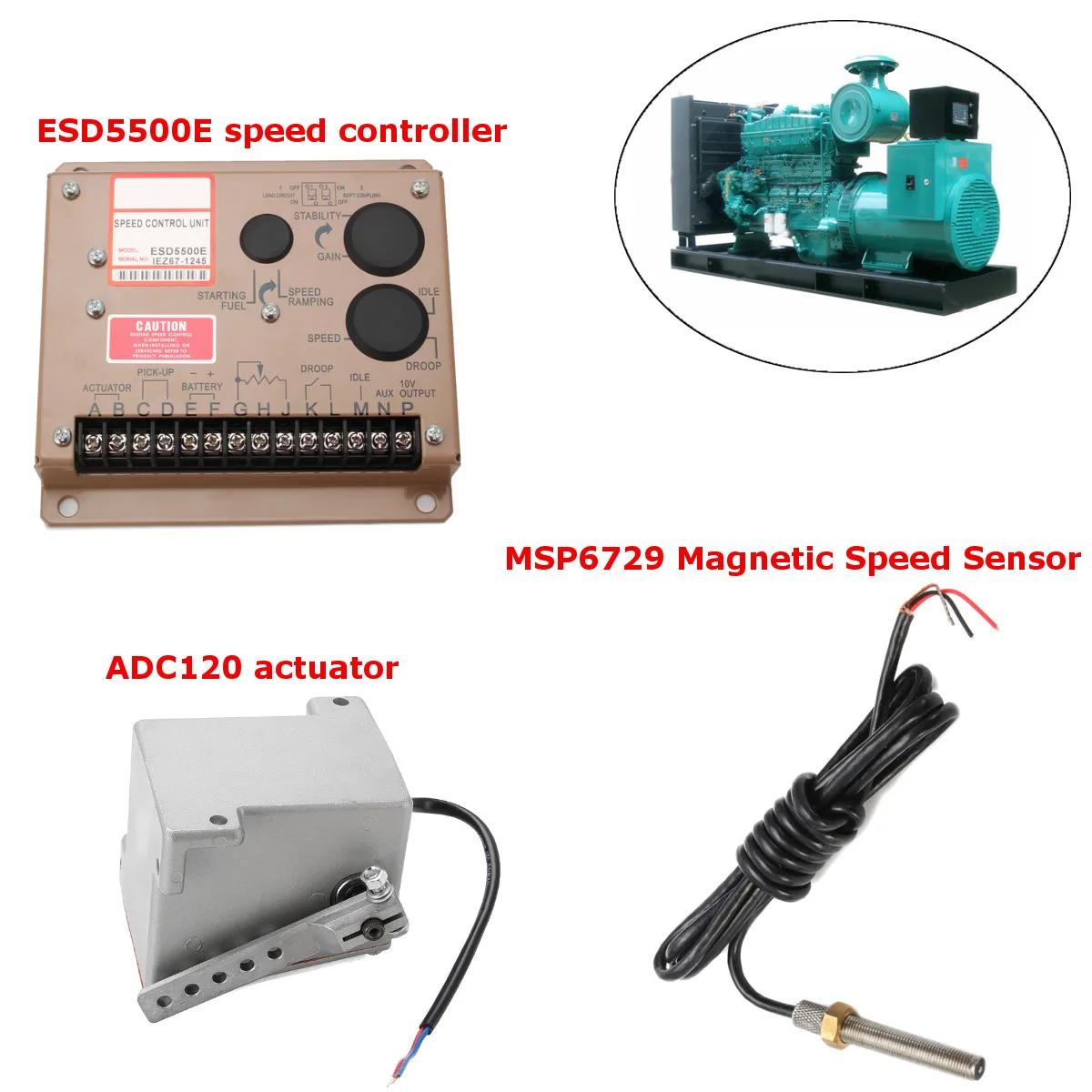 

Governor Kit ESD5500E Speed Governor Speed Controller Board + MSP6729 Magnetic Speed Sensor + ADC120 Generator Actuator