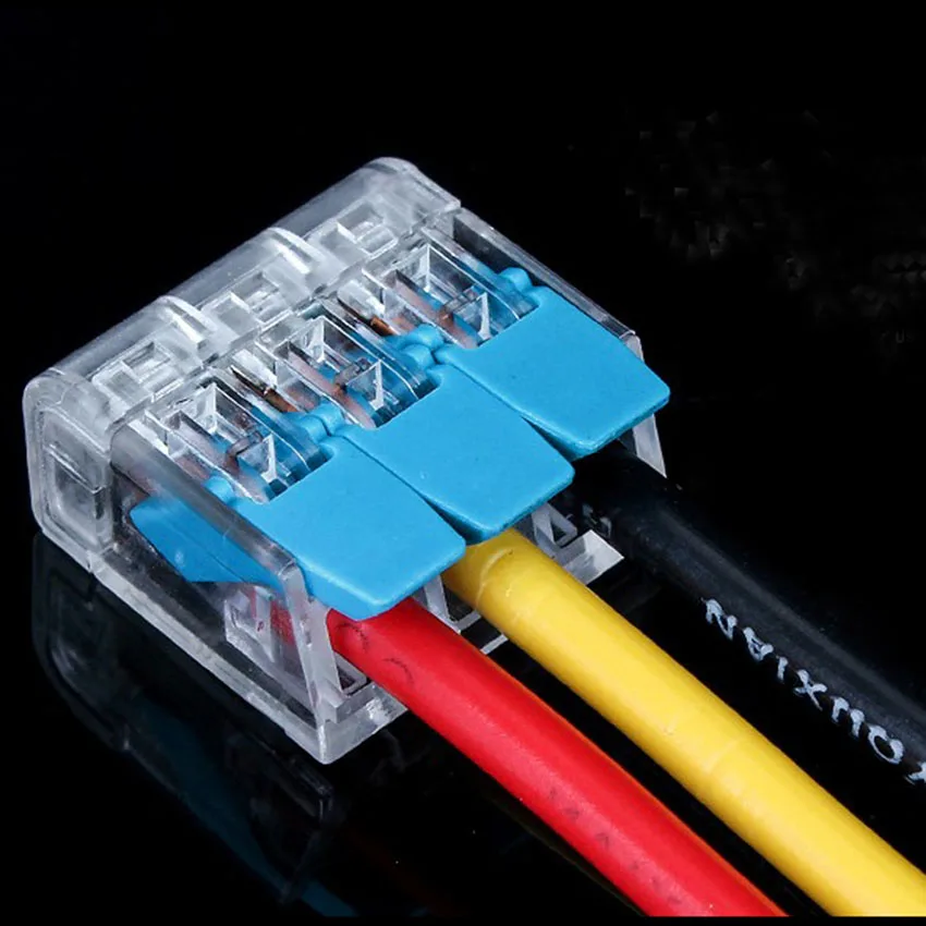 

PCT-413 100pcs Quick Wire Connector Teminator Lug 32A 450V 0.5-4mm^2 Spring Faston Terminal Block Connector Set Electric