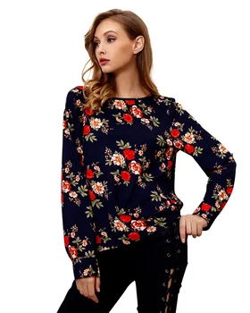 

Women Floral Blouses 2019 New Fashion Womens Blusas Back Zipper Down Tops And Blouse Ladies Elegant Long Sleeve Vintage Shirts