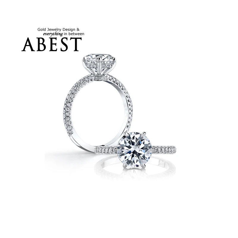 AINOUSHI Hot Selling Ring with 2.5 ct Heart and Arrow Sona Created Amazing Women Ring for Wedding Enagement