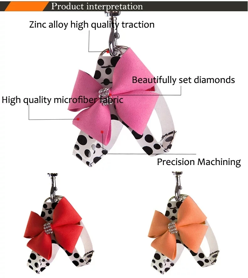 Принцесса Собака Жгут Маленькие стразы с большим бантом милый горошек для питомца кошки жгут и поводок набор замшевый жилет для маленьких животных Чихуахуа Йоркского