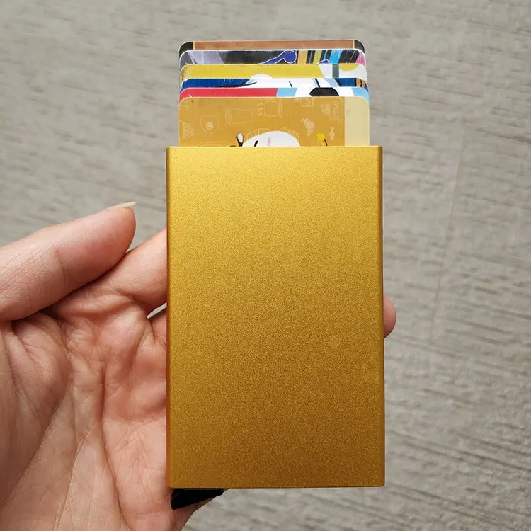Автоматический алюминиевый кардпротектор держатель для кредитных карт сплав Бизнес ID многофункциональный держатель для карт s металлический держатель для карт для мужчин и женщин - Цвет: golden