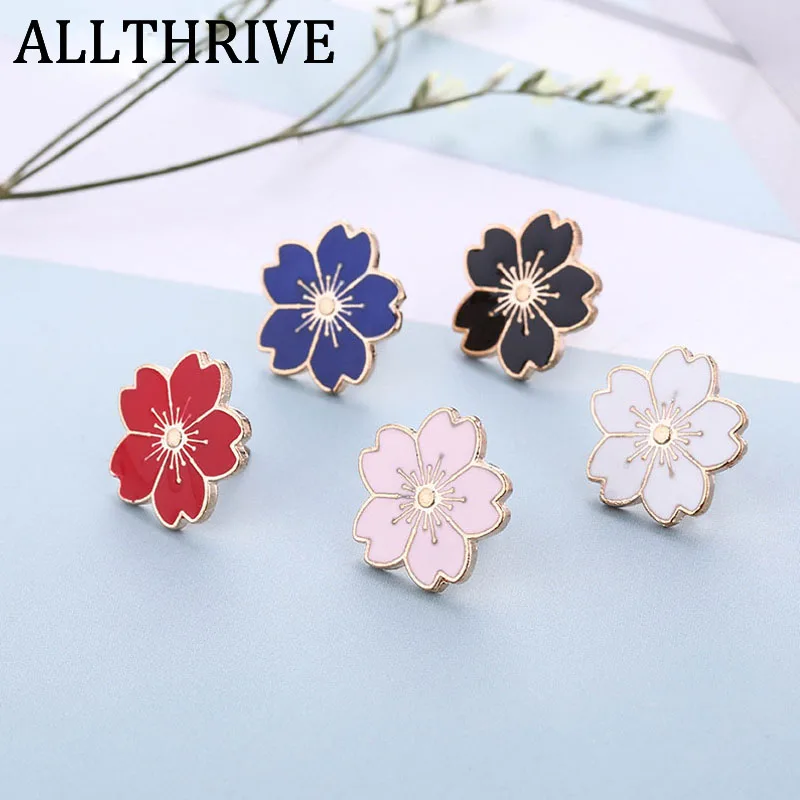Cherry Blossoms Metal Alloy Drop Oil Lapel Pins Brooches Badge