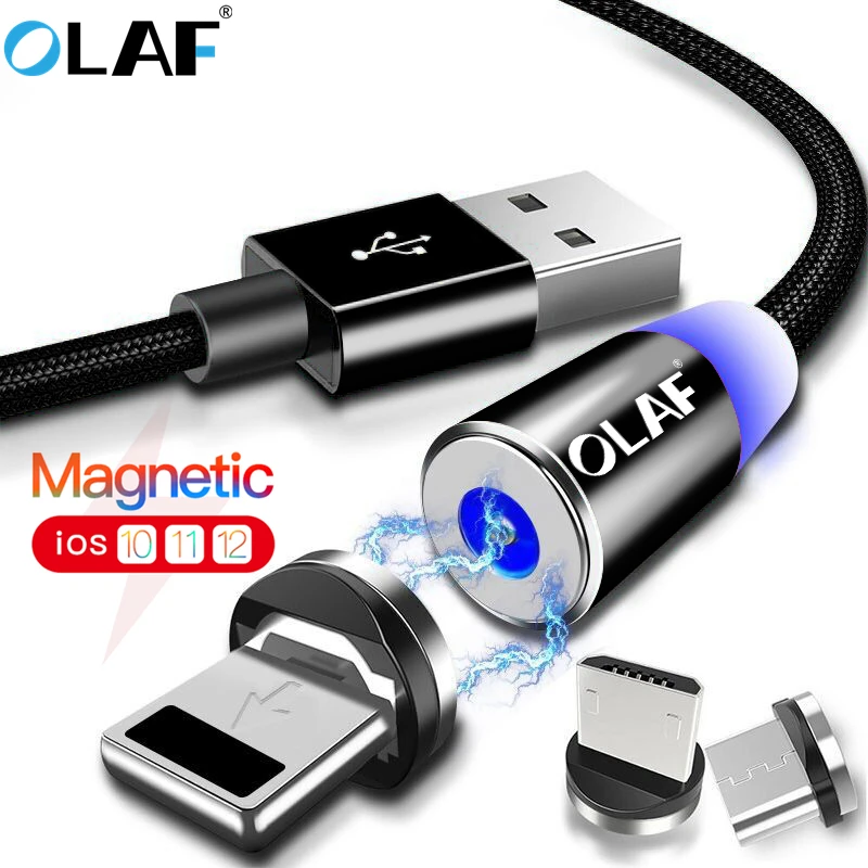 Магнитный usb-кабель Олаф 1 м 2 м нейлоновый Магнитный кабель для быстрой зарядки Micro USB type-C для iphone 7 X Xs Max samsung S9 huawei Xiaomi