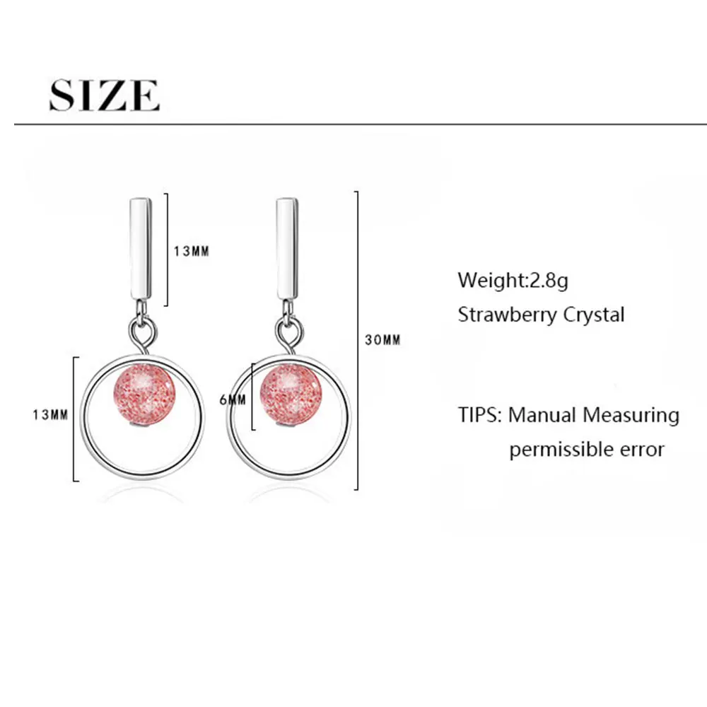 Anenjery 925 пробы серебряные циркониевые круглые Клубничные серьги с кисточками и кристаллами для женщин S-E736