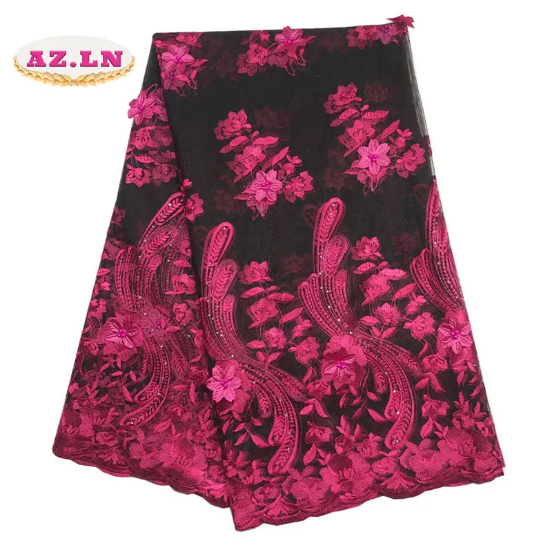 

Bridal Nigerian Wedding Lace Materials 3D Lace Fabric High Quality 2019 African Lace Fabric On Sale Beads Lace Fabric wine JY02