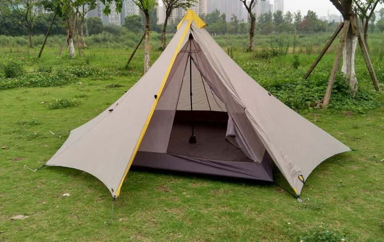 

995G Camping Inner Tent Ultralight 3-4 Person Outdoor 20D Nylon Sides Silicon Coating Rodless Pyramid Large Tent Campin 3 Season