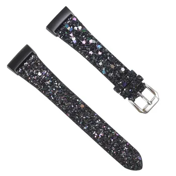 

Replacing Flash Leather Smart Watch Strap Wrist Strap Mosaicing Sparkling Rhinestones Watch Accessories For Fitbit Charge3