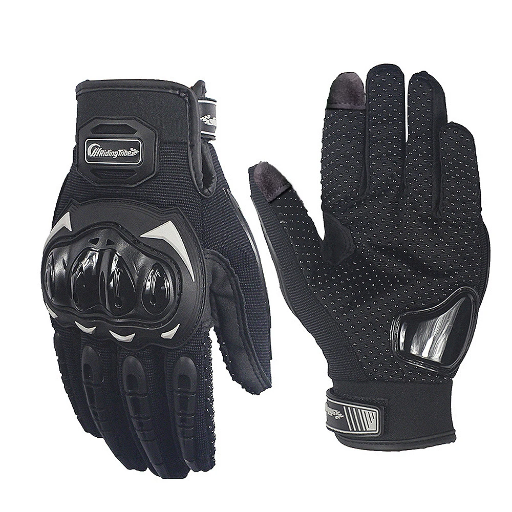 Черный WOSAWE Motorcycle Gloves Touch Screen Motocross Gloves Full Finger Motos Luvas Guantes Protective Gear Riding Motorbike Gloves - Цвет: Черный