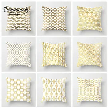 

Fuwatacchi Hot Cushion Cover Patchwork Geometric Pillow Cover For Home Sofa Chair Decorative White Pillowcase