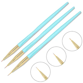 

3pcs/set Blue color nail art drawing pen 3D tips DIY Acrylic UV gel brushes nail art liner painting pen Flower Line brush MZ095