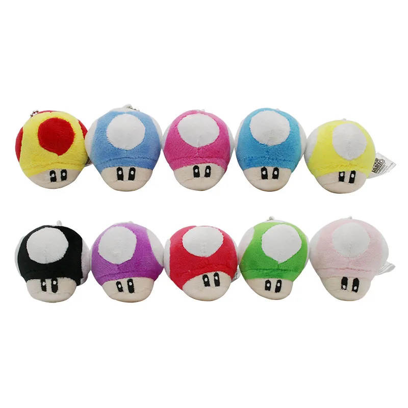Super Mario Mushroom Plush Toys Small Game Toad Mushroom Key Bag Pendants Dolls 6cm 10pcslot  (10)