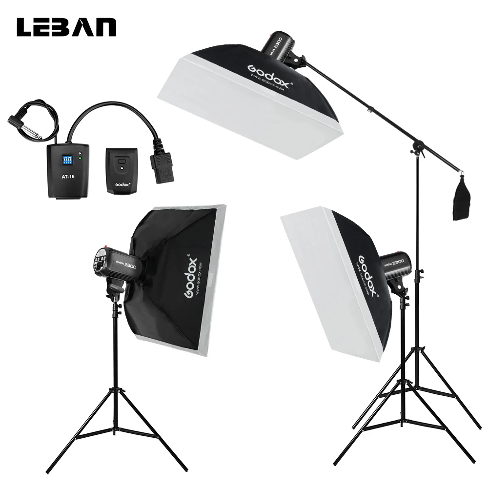 Godox 900W 3x E300 Photo Studio Flash Lighting Photographic Barn Doors
