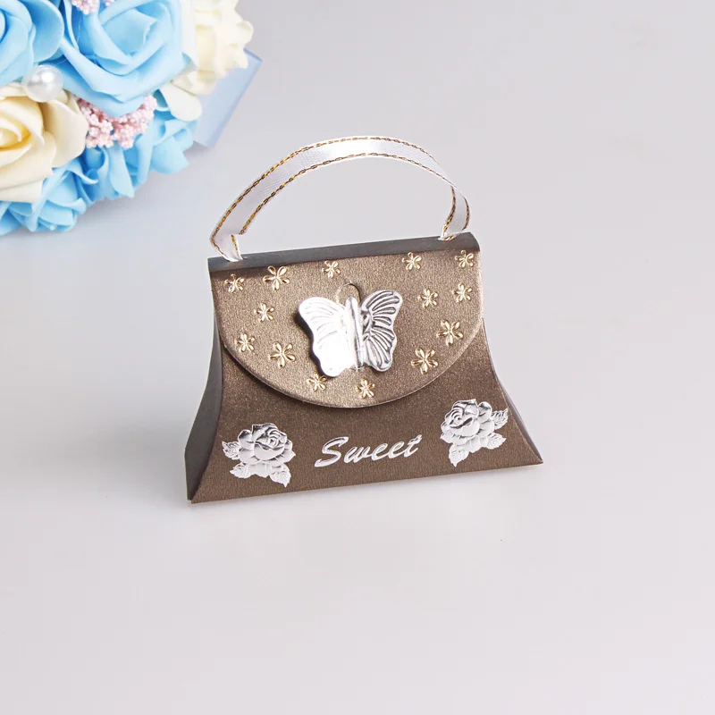Dualswish 25 шт. сумки коробки для свадебных сувениров коробка для сладостей с бабочкой свадебные украшения для подарочной бумажной коробки - Цвет: dark brown
