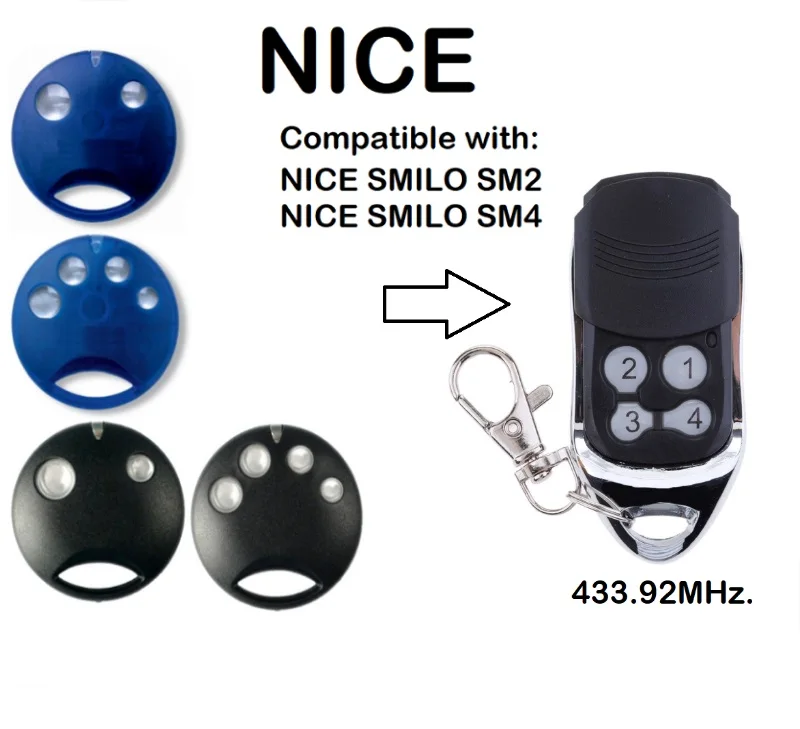 

Nice SMILO SM2,SMILO SM4 433,92MHZ garage door remote control rolling code duplicator