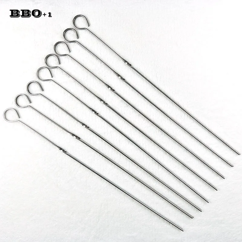 8pcs/Set 12.99''(33cm) BBQ Rack Skewer Handle Stainless Steel Skewers Barbecue Skewers Set Kebab Kebob Stick
