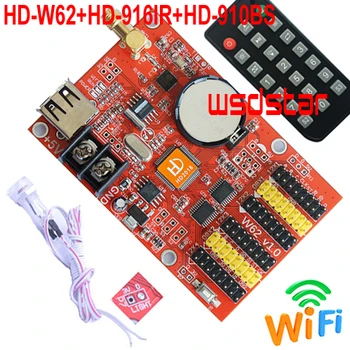 

HD-W62+HD-916IR+HD-910BS Brightness Sensor 1024*64 USB+WIFI Single & Dual Color P10 LED display control card