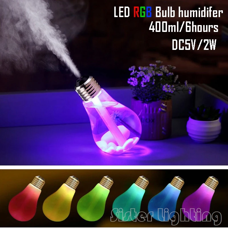 

2017 USB DC5V 400ml Humidifier LED RGB Night Light Bulb Humidifier Air Purifier Diffuser Atomizer Transparent/Milky Blub