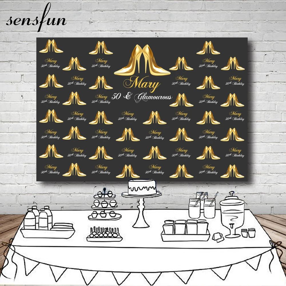 Sensfun женский золотой каблук черный тематический фон для фотосъемки с днем