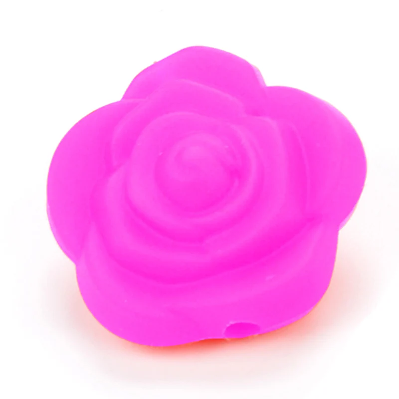 Горячая 21 мм двухсторонний Цветок розы Силиконовые бусины для ожерелья 50 шт./лот жевательная игрушка для зубов силикон BPA бесплатно - Цвет: violet red
