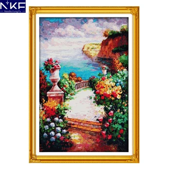 

NKF The beach path among the flowers scenery style modern designs needlecraft kits counted cross stitch sets for home decoration