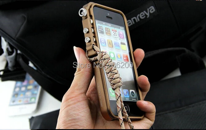 Cena Dla iphone 5S aluminium metalowe narzędzie bez zderzaka CNC TRIGGER Tactical Edition case dla iphone 5 5S osłona ramy z lina wspinaczkowa