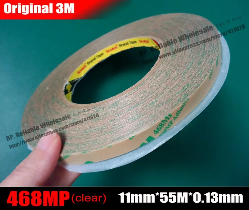 (11 мм * 55 м 0 13 мм) оригинальная прозрачная двойная клейкая лента 3M 468MP устойчивая к
