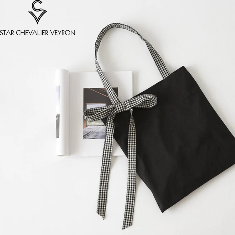 

SCV 2019 new fashion trend canvas women's bag handbags simple bow chic bag shoulder bag summer