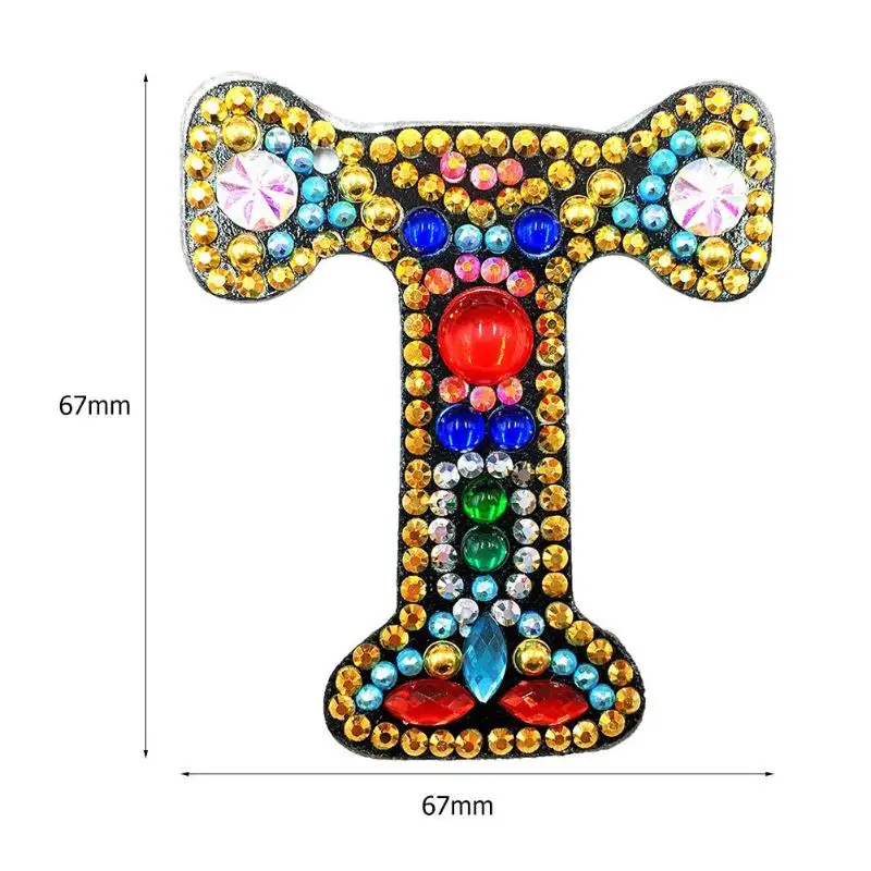 DIY 26 Английский брелок на ключи в форме буквы алмазная живопись буквы набор для начинающих Алмазная вышивка крестиком женская сумка для девочек брелок-подвеска подарки - Цвет: T