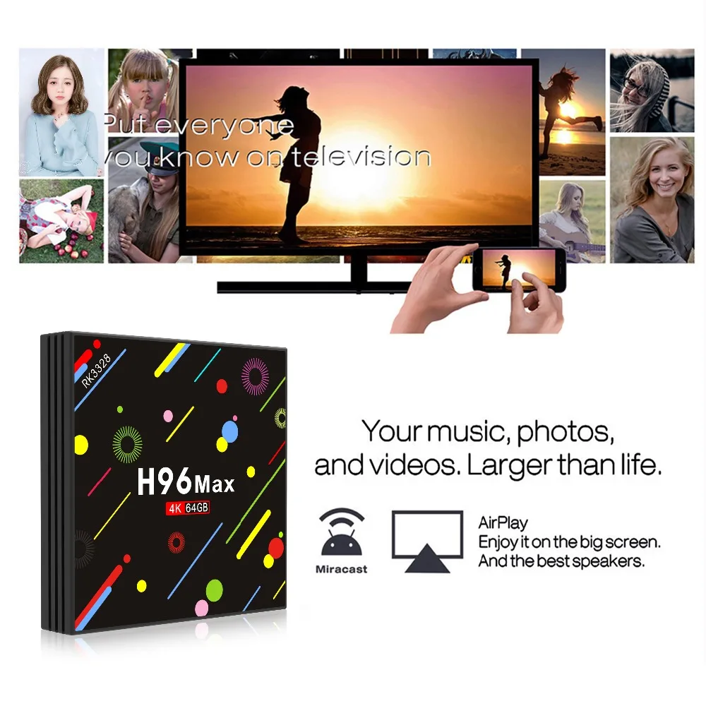 08 H96 MAX 4G 64G RK328 TV BOX-Miracast