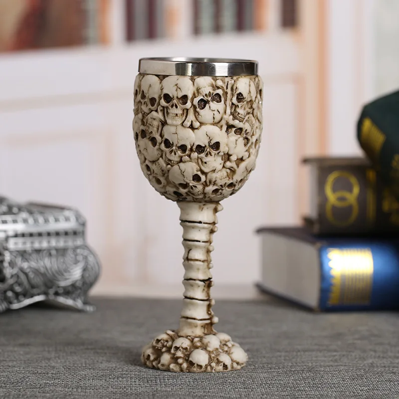 3D Готическая чашка из нержавеющей стали с черепом для бара, вечерние чашки для домашнего вина, бокалы, подарки на Хэллоуин - Цвет: 05