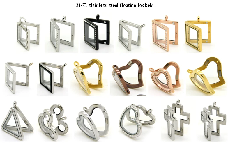 316L stainless steel floating lockets 1