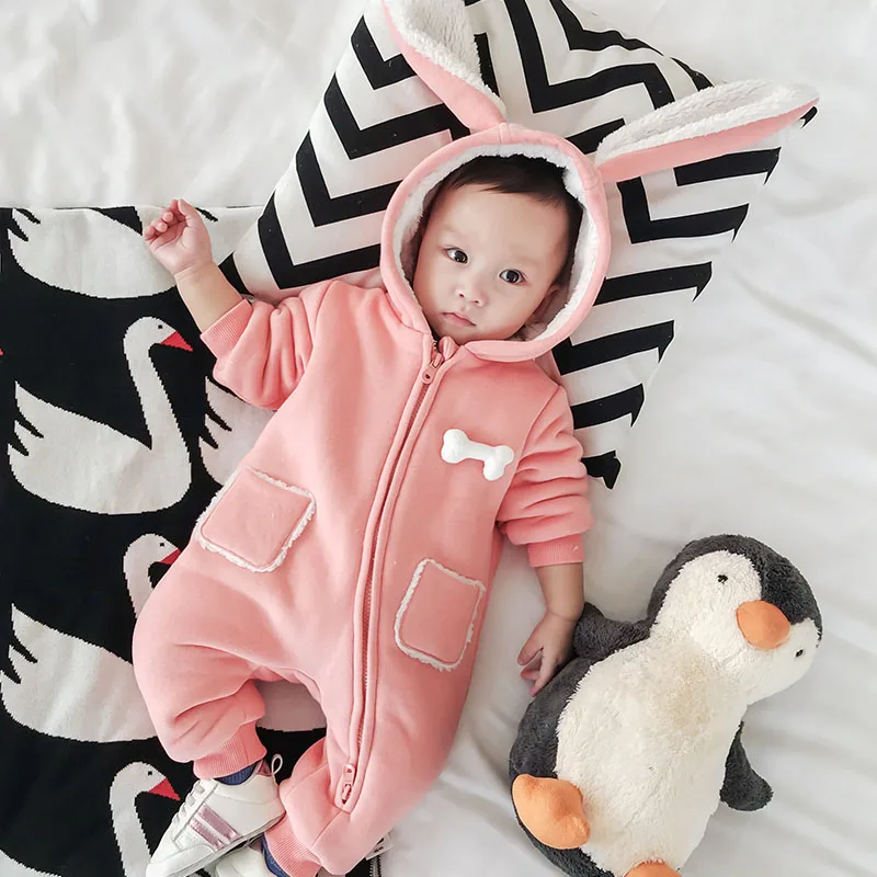 DY-175302 pink Lemonmiyu Детские флисовые зимние комбинезоны мультфильм печати хлопок полный молнии с капюшоном новорожденных животных Комбинезоны для младенцев милая собака верхней одежды - Цвет: DY-175302 pink