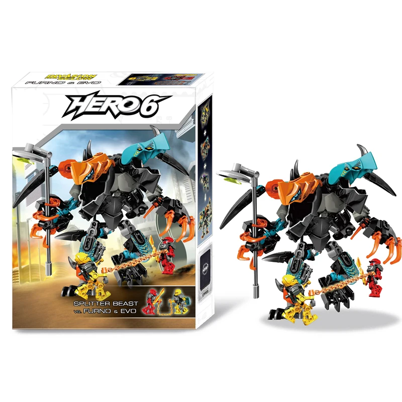 

NEW Splitter Beast Vs. Furno EVO Hero Factory 6 Brain Attack Robot Invasion Compatible with legoINGlys 44021 Building Blocks Toy
