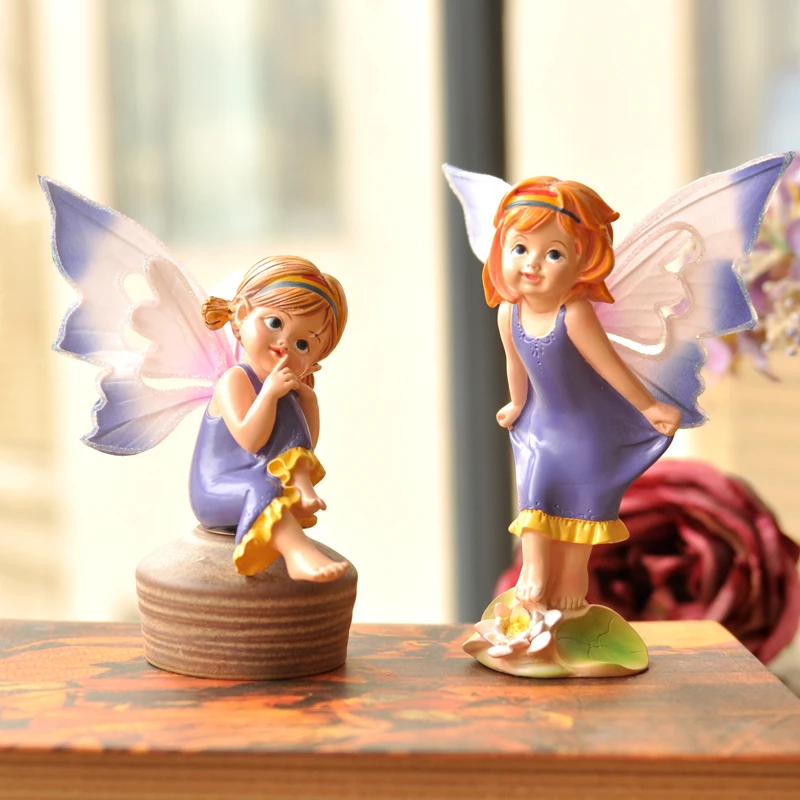 

small Garden Accessories Gift Home Furnishing Children Housing New Premises Decoration Angel Doll Resin Fairy Garden Miniatures