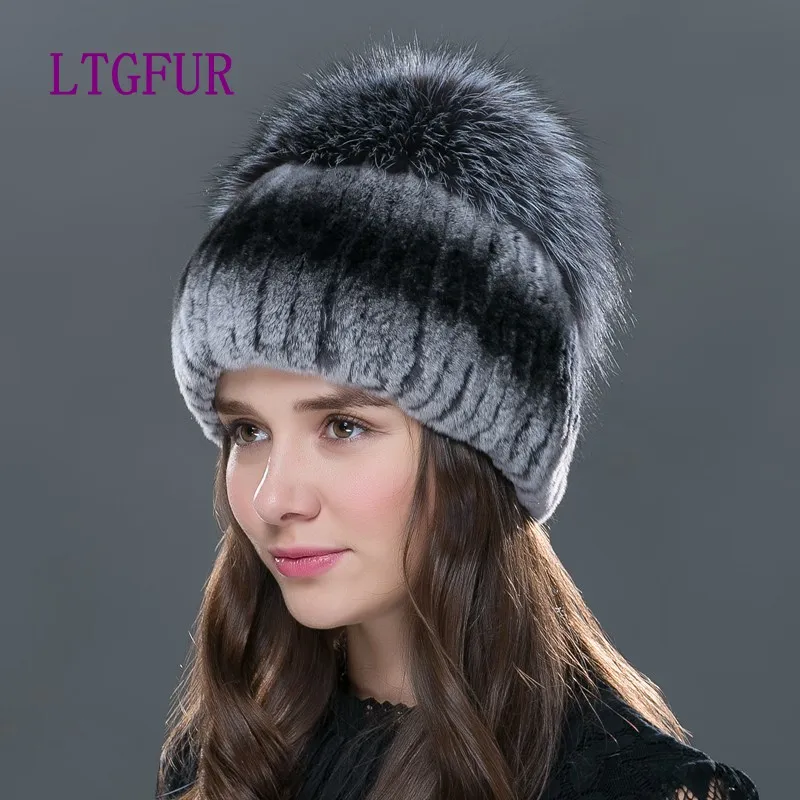 LTG FUR2018 Новая модная женская зимняя шапка с лисьим мехом Женская эластичная
